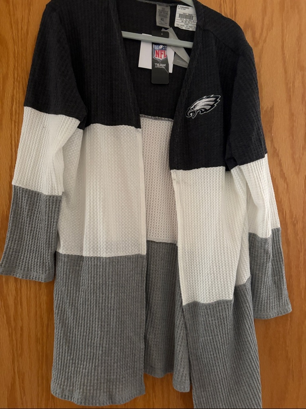 NFL Women’s Colorblock Open Cardigan - Black, White, Gray